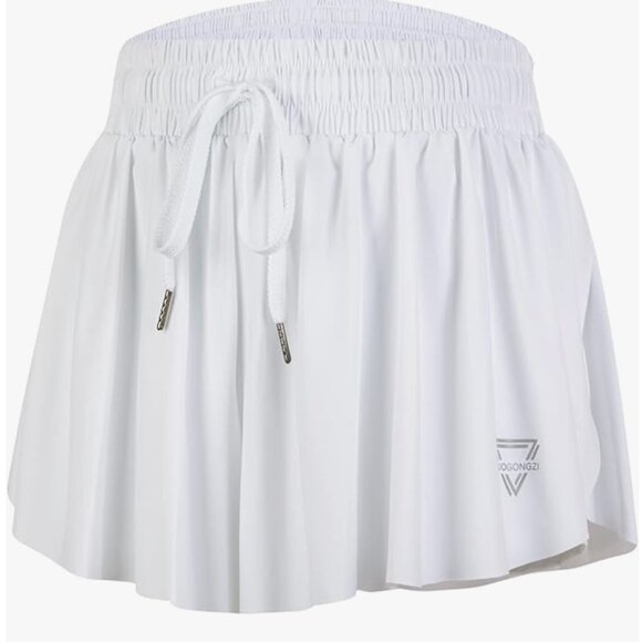Women Luogongzi 2 in 1 Flowy Running Yoga Skorts in White Size Medium - Picture 1 of 9